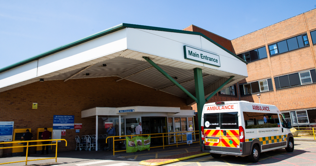 The main entrance of county hospital