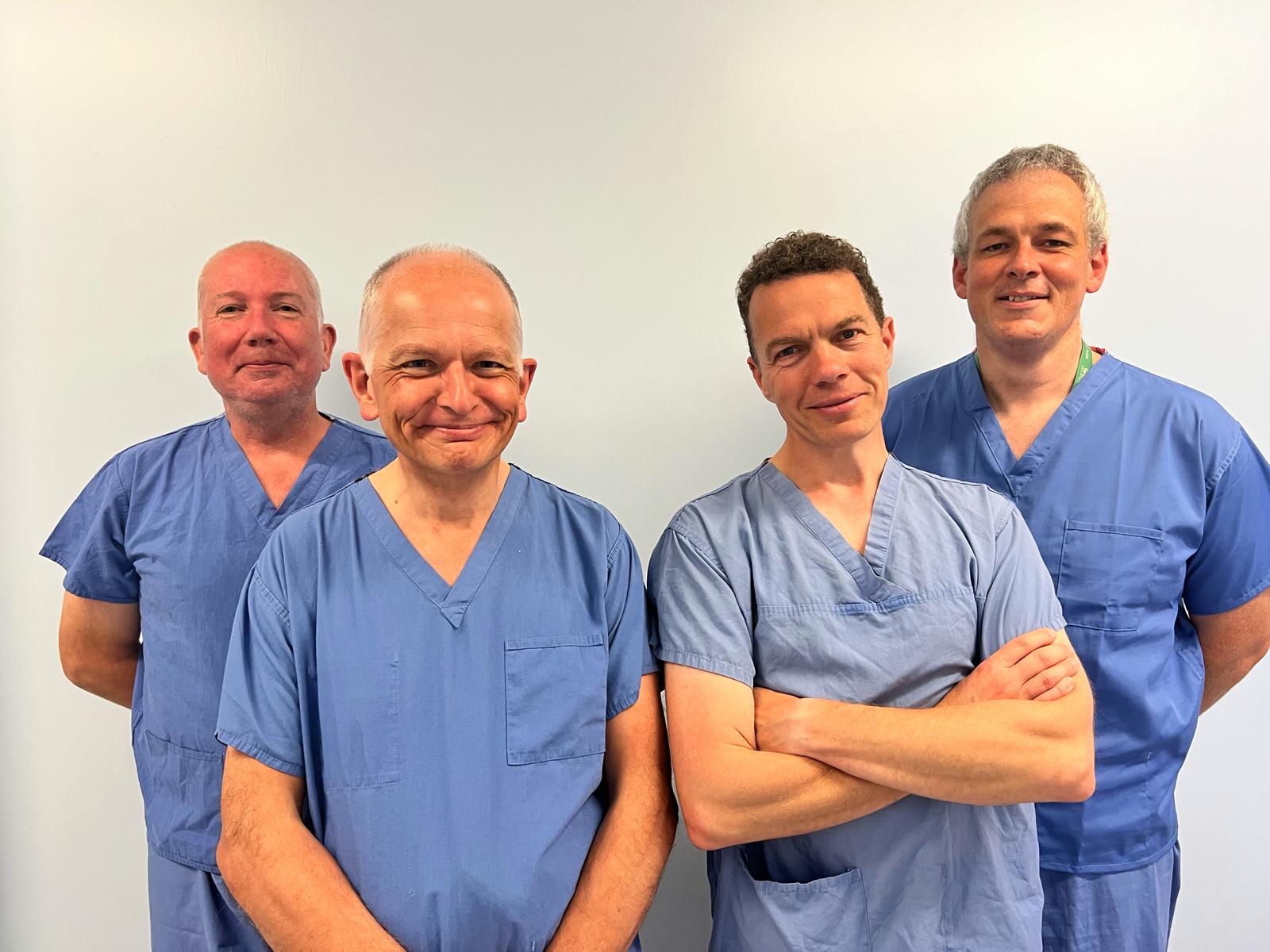 Four UHNM Consultant Anaesthetists, Dr Charlie Baker, Dr Ben Clark, Dr Scott Farmery and Dr Richard Smith