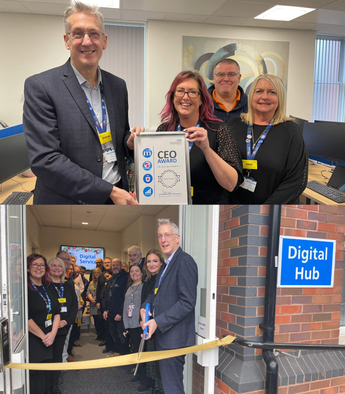 Chief Executive opening the new digital hub and having over certificate